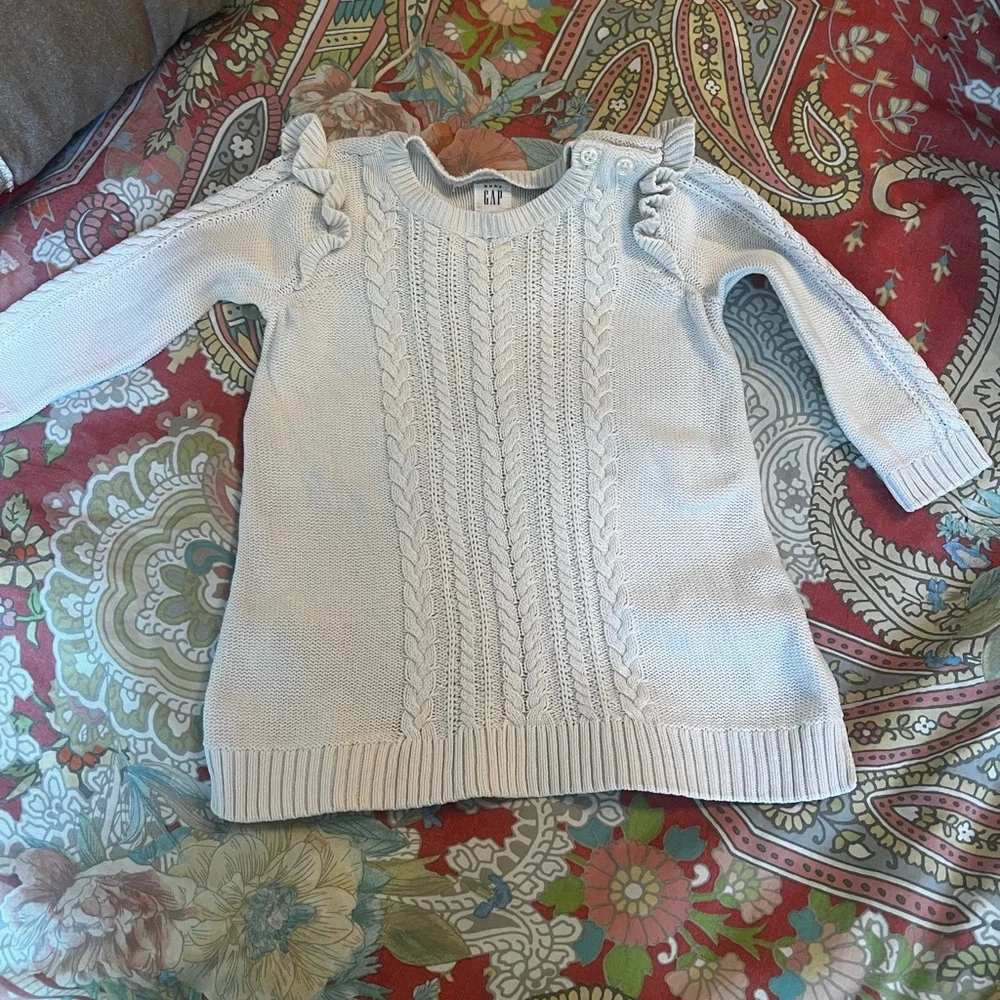Baby Gap Cable Knit Cream Sweater dress  6–12 mo